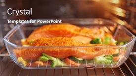  Presentation with salmon dish - PPT theme with food-eating-and-culinary-concept background and a tawny brown colored foreground