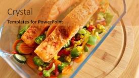  Presentation with salmon dish - Slides enhanced with food-eating-and-culinary-concept background and a gold colored foreground