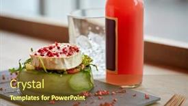  Presentation with food ice - PPT layouts consisting of food eating and object concept - goat cheese salad with vegetables bottle of drink glass with ice at restaurant or cafe background and a tawny brown colored foreground