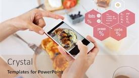  Presentation with nutritional value - Beautiful presentation featuring food-eating-and-technology-concept backdrop and a coral colored foreground