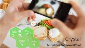  Presentation with nutritional value - Slide deck with food-eating-and-technology-concept background and a coral colored foreground