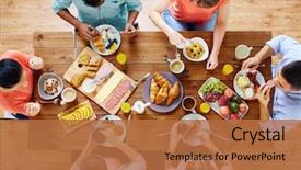  Presentation with food - Cool new presentation theme with food eating and family concept backdrop and a coral colored foreground