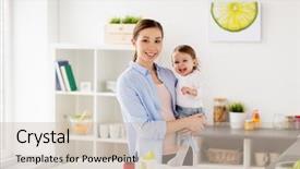  Presentation with baby foot newborn and family - Cool new PPT theme with food eating motherhood and people backdrop and a  colored foreground