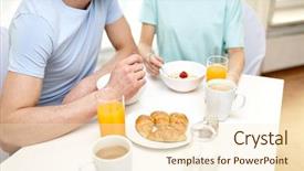  Presentation with healthy food - PPT theme having food eating people and healthy food concept - close up of couple having breakfast at home background and a cream colored foreground