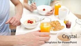  Presentation with healthy people - Audience pleasing slide set consisting of food eating people and healthy backdrop and a lemonade colored foreground