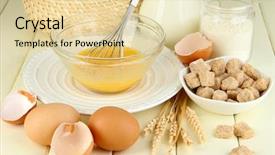  Presentation with dough - PPT layouts having food egg - ingredients for dough on wooden background and a lemonade colored foreground