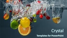  Presentation with fruits and water - Audience pleasing slide set consisting of food energy flow - different fruits and berries falling backdrop and a ocean colored foreground