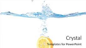  Presentation with lemon in sparkle water - PPT theme consisting of food energy flow - fresh sliced lemon in water background and a white colored foreground