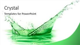  Presentation with white green - Cool new PPT theme with food energy flow - green liquid splash on white backdrop and a white colored foreground