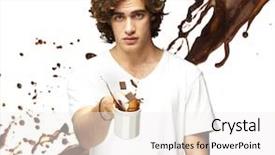  Presentation with chocolate splash - Colorful theme enhanced with food energy flow - portrait of young man offering backdrop and a white colored foreground