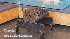  Presentation with food industrial - PPT theme enhanced with food enginerring - industrial metal and glass table background and a dark gray colored foreground