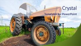  Presentation with old farm - Amazing slides having food enginerring - old yellow farm tractor backdrop and a sky blue colored foreground