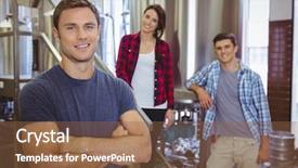  Presentation with college education happy smiling - Colorful PPT theme enhanced with food equipment - casual happy stylish team smiling backdrop and a  colored foreground