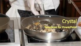  Presentation with toc chef - PPT theme with food equipment - chef frying mussels background and a  colored foreground