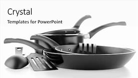  Presentation with kitchen utensils - Audience pleasing presentation design consisting of food equipment - set utensils kitchen backdrop and a  colored foreground