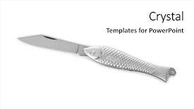  Presentation with black and white shapes - Presentation theme featuring food etiquette - fish shaped knife isolated background and a white colored foreground