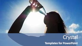  Presentation with drinking water - Presentation theme with girl drinking water outdoor silhouette background and a teal colored foreground