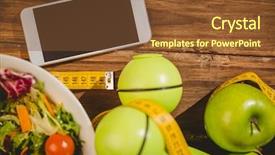  Presentation with healthy lifestyle - Audience pleasing PPT theme consisting of smartphone with indicators of healthy backdrop and a  colored foreground