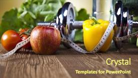  Presentation with weight loss - PPT theme featuring healthy foods exercise - weight loss fitness background and a tawny brown colored foreground