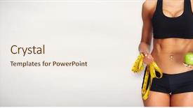  Presentation with woman in labor - PPT theme featuring healthy foods exercise - woman abdomen with measuring tape background and a sky blue colored foreground