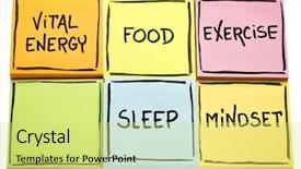  Presentation with mindset - PPT layouts featuring food exercise mindset and sleep background and a yellow colored foreground