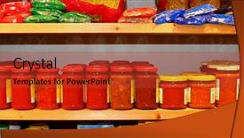  Presentation with food exhibition - Audience pleasing PPT theme consisting of food exhibition - panorama shot of row backdrop and a red colored foreground