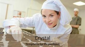  Presentation with cardiac product - Theme with food exhibition - woman with finished product background and a coral colored foreground