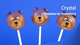  Presentation with cake - PPT layouts featuring food face - bear cake pops background and a cobalt blue colored foreground