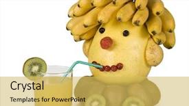  Presentation with fruit energy drink - Slides having food face - human head built from fruit background and a yellow colored foreground
