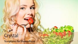  Presentation with balanced life health - Audience pleasing slide set consisting of food face - portrait of a beautiful young backdrop and a coral colored foreground