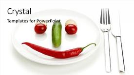  Presentation with cutlery food - PPT layouts consisting of food face from cherry tomatoes background and a  colored foreground