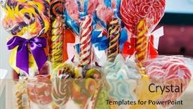  Presentation with candy shop - Audience pleasing presentation theme consisting of food fair trade - candy shop backdrop and a  colored foreground