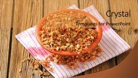  Presentation with dried food - Slide deck having food fair trade - heap of dried jasmine petals background and a  colored foreground