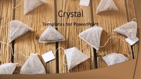  Presentation with jasmine - Colorful presentation design enhanced with food fair trade - overhead view of tea bags backdrop and a coral colored foreground