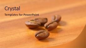  Presentation with ingredients brown sugar coffee beans - Amazing PPT layouts having food fair trade - roasted coffee beans on wooden backdrop and a yellow colored foreground