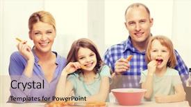  Presentation with kids food - Colorful PPT theme enhanced with food family children hapiness backdrop and a coral colored foreground