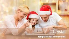  Presentation with christmas food - Audience pleasing slide set consisting of food family christmas hapiness backdrop and a coral colored foreground