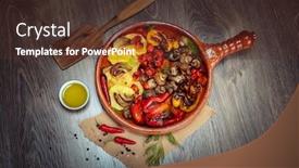  Presentation with healthy diet organic food - Amazing PPT theme having food-flat-lay-still-life backdrop and a tawny brown colored foreground