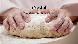  Presentation with baker kneading dough homemade bread - Colorful PPT theme enhanced with food flour - hands kneading bread dough backdrop and a soft green colored foreground
