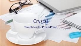  Presentation with cup coffee - Presentation design with food flow chart - coffee cup on contemporary workplace background and a sky blue colored foreground