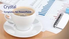  Presentation with coffee cup diary - Audience pleasing slide set consisting of food flow chart - coffee cup on contemporary workplace backdrop and a sky blue colored foreground