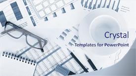  Presentation with workplace racism - Slide set enhanced with food flow chart - empty cup on contemporary workplace background and a sky blue colored foreground