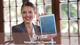  Presentation with food window - Cool new PPT theme with food flow chart - portrait of woman holding digital backdrop and a  colored foreground