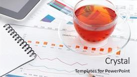  Presentation with cup of lemon tea - Amazing PPT layouts having food flow chart - tea cup on contemporary workplace backdrop and a white colored foreground