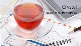  Presentation with cup of lemon tea - Cool new slides with food flow chart - tea cup on contemporary workplace backdrop and a  colored foreground