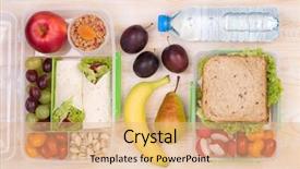  Presentation with lunchbox - PPT theme with food for lunch lunchboxes background and a coral colored foreground