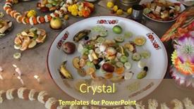  Presentation with worship - Slides with food-for-religious-worship-buddhist background and a  colored foreground