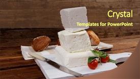  Presentation with white healthy food - Slide deck consisting of food fresh white greek goat background and a tawny brown colored foreground