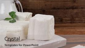  Presentation with dairy goat - Slide deck enhanced with food fresh white greek goat background and a light gray colored foreground