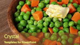  Presentation with carrots - Beautiful slides featuring food frozen mixed vegetable - bowl of freshly steamed peas backdrop and a tawny brown colored foreground